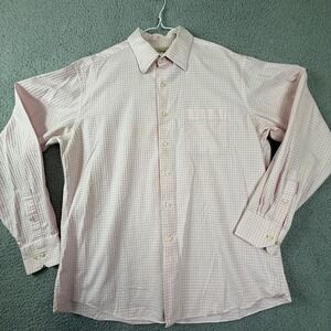 Tommy Bahama Mens Pink Plaid Button Down Long Sleeve Shirt 16 1/2‎ 36/37